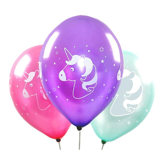 Einhorn Ballons – Ballons: gemischt - Druck: weiss - 33 cm