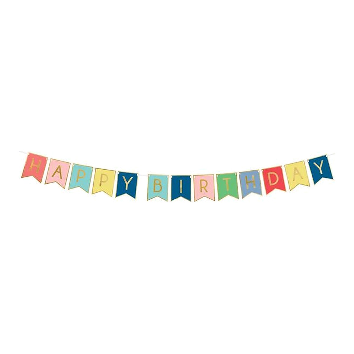 Fähnchenbanner Happy Birthday farbig – 2,5 Meter - 13 Fähnchen