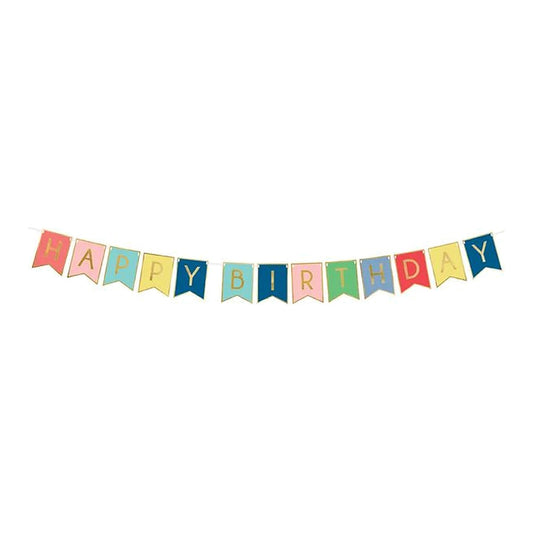 Fähnchenbanner Happy Birthday farbig – 2,5 Meter - 13 Fähnchen