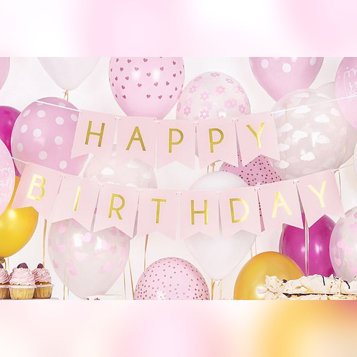 Fähnchenbanner Happy Birthday rosa – Ansicht 3