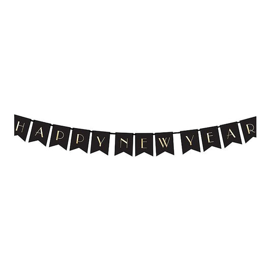 Fähnchenbanner Happy New Year – 2,5 Meter - 12 Fähnchen