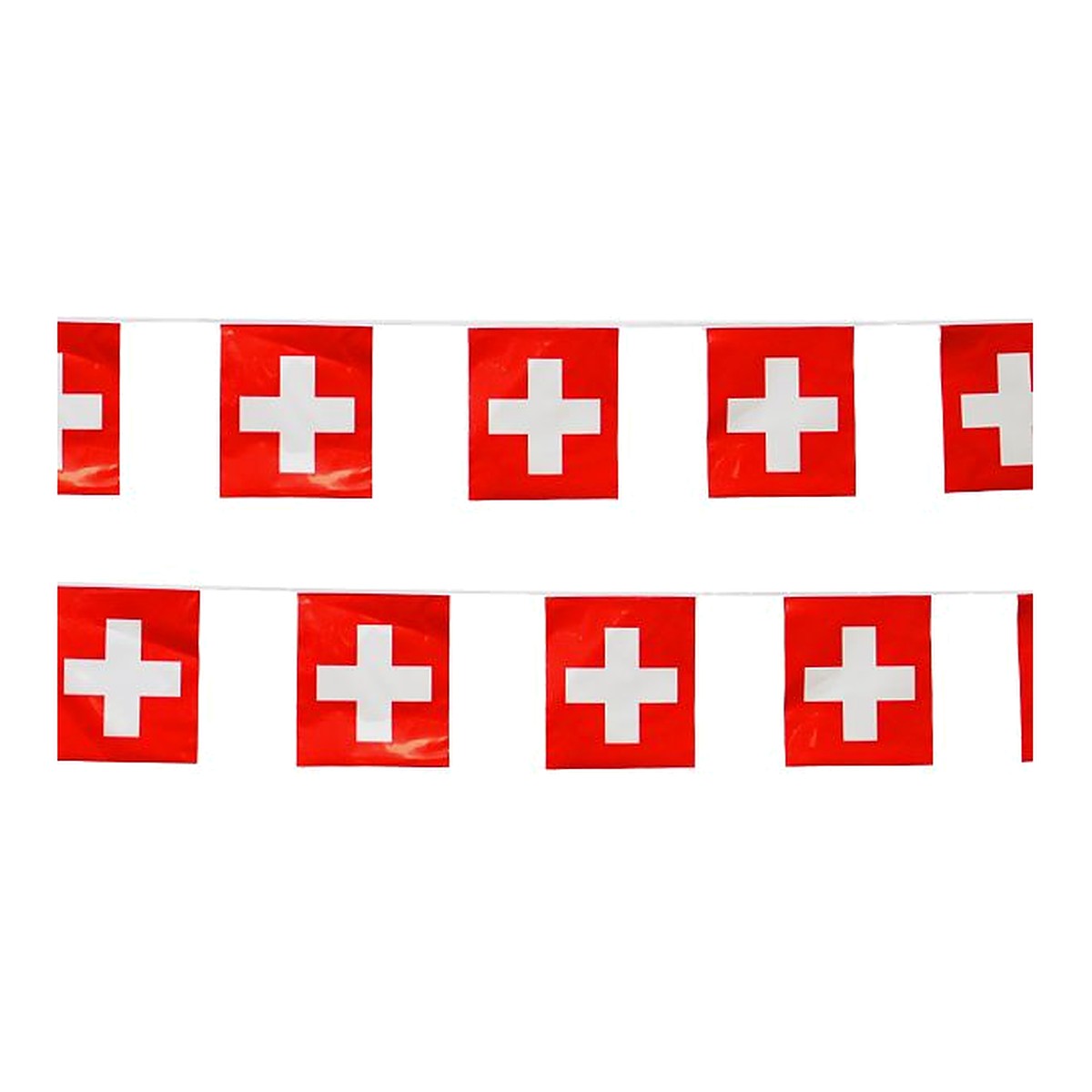 Fahnenkette Schweizerkreuz – 5 Meter - 15 Fahnen à 20 x 20 cm