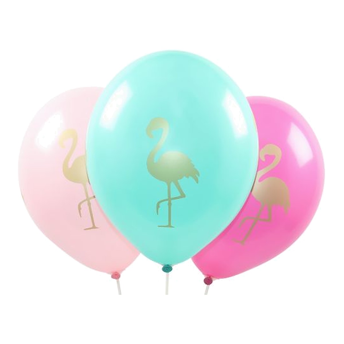 Flamingo Ballons – Ballons: rosa, pink & waldgrün - Druck: gold - 33 cm