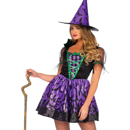 Hexenkleid mit Fledermausärmeln, schwarz