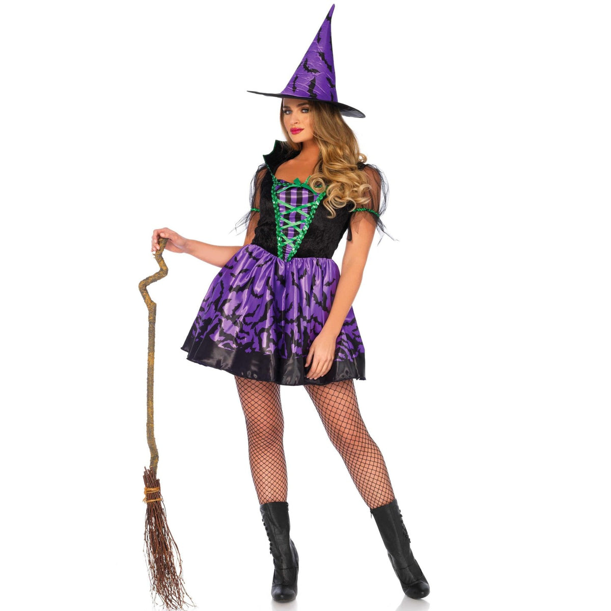 Hexenkleid mit Fledermausärmeln, schwarz