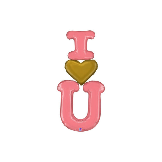 Riesen-Folienballon Herz «I love you» rosa