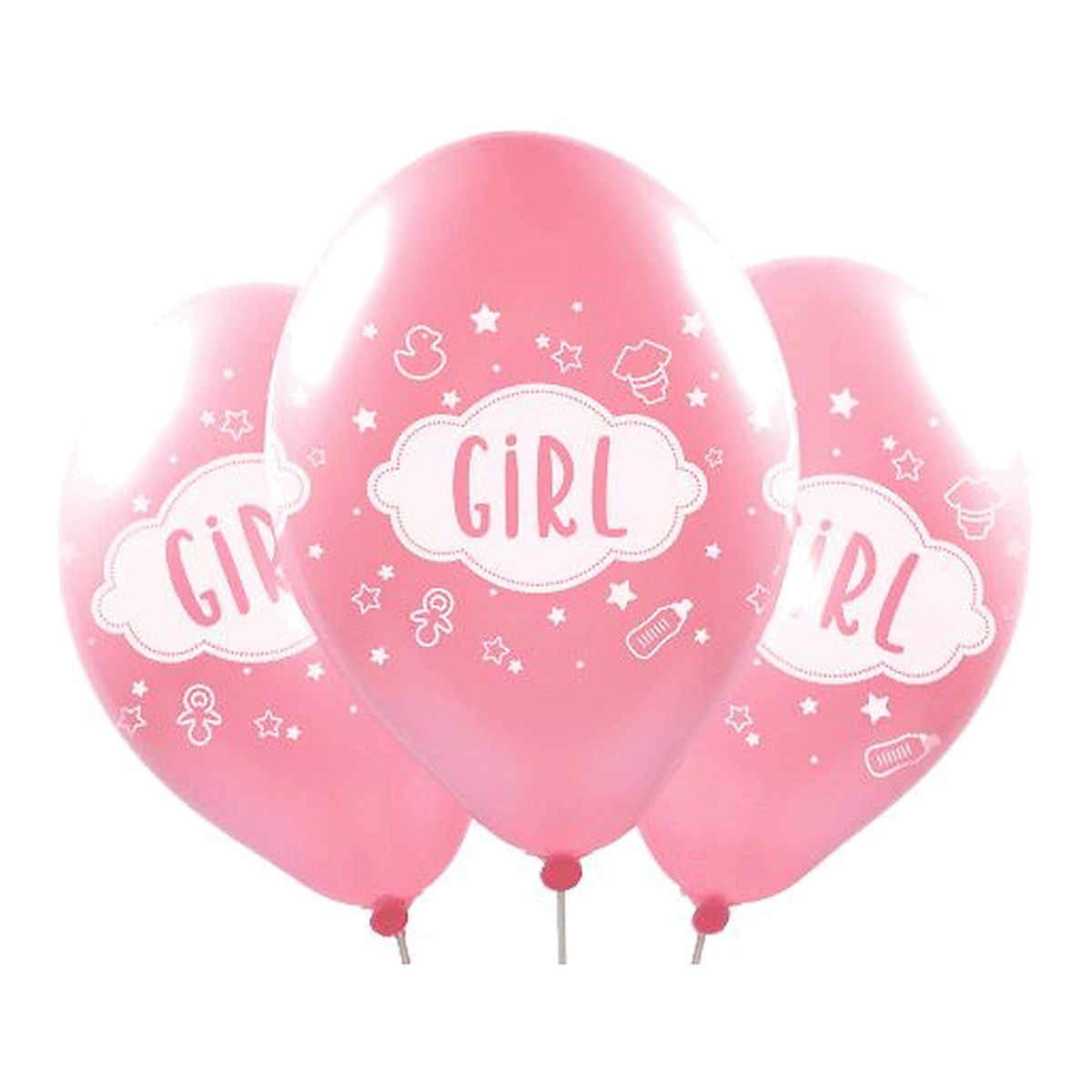 Girl Ballons – Ballons: rosa - Druck: weiss - 33 cm