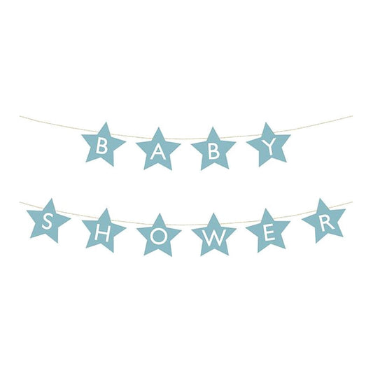 Girlande Baby Shower blau – 1 Stk. - 290 x 16,5 cm