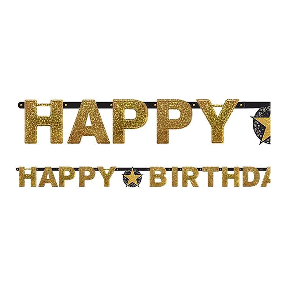 Girlande Birthday gold hologramm – 2,13 Meter - hologramm