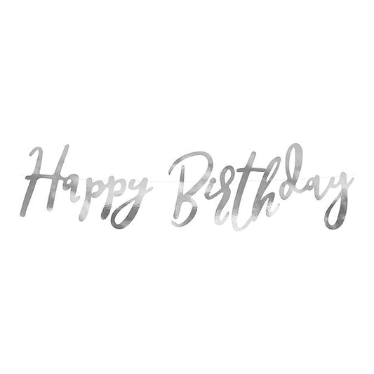 Girlande Happy Birthday silber – 65 x16 cm