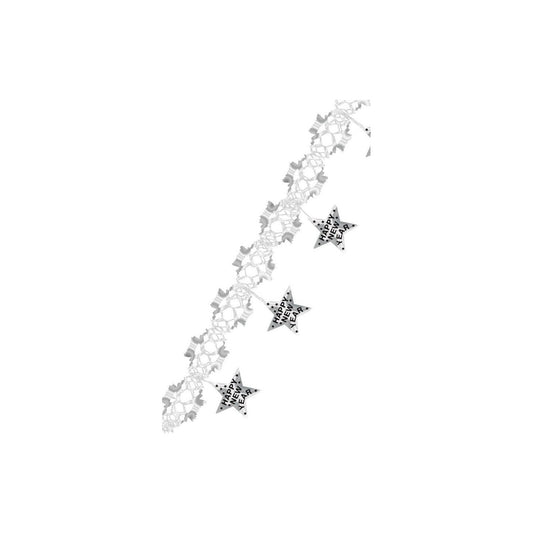 Girlande «Happy New Year» silber holografisch 3 m