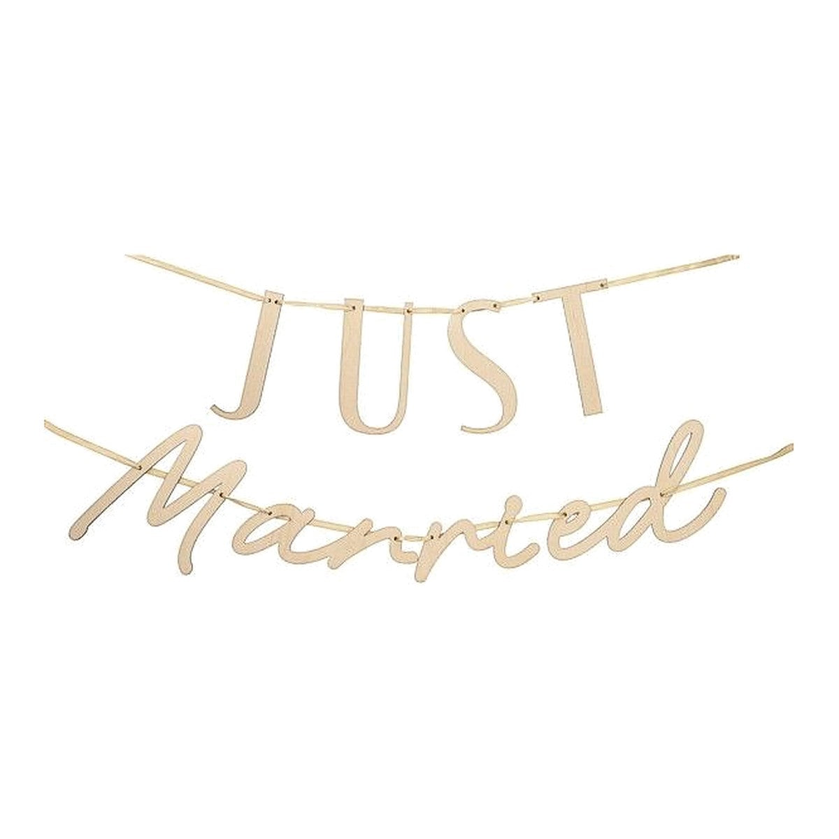 Girlande Just Married Holz – 14 x 60 cm -  3 Meter Band