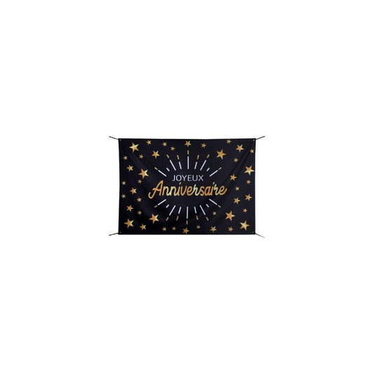 Grosses Banner «Happy Birthday» schwarz-gold 210 cm