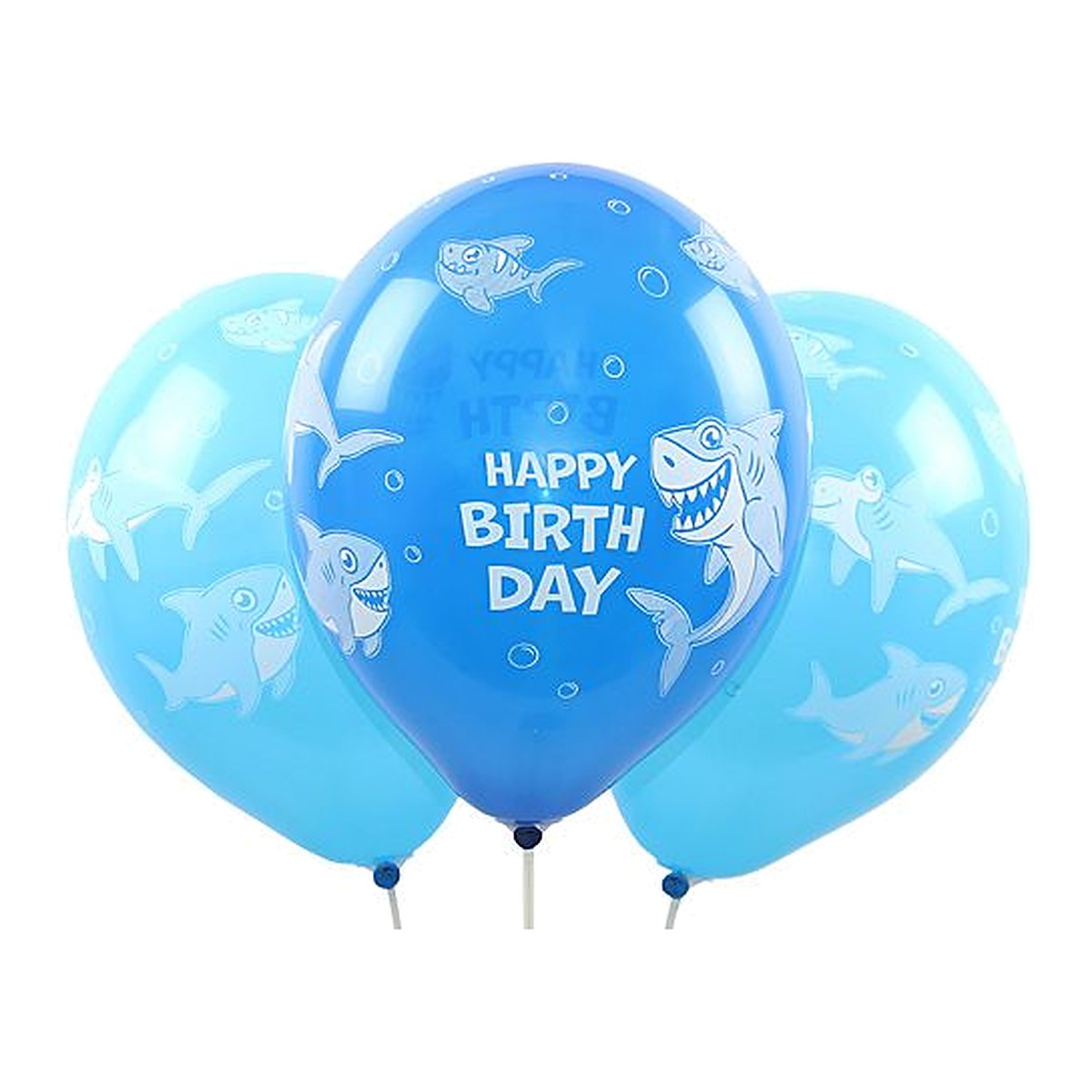 Haifisch Geburtstag Ballons – Ballons: blau - Druck: weiss - 33 cm