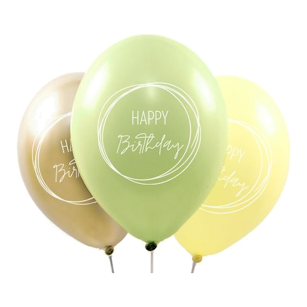 Happy Birthday Ballons Boho champagne – Ballons: gemischt - Druck: weiss - 33 cm