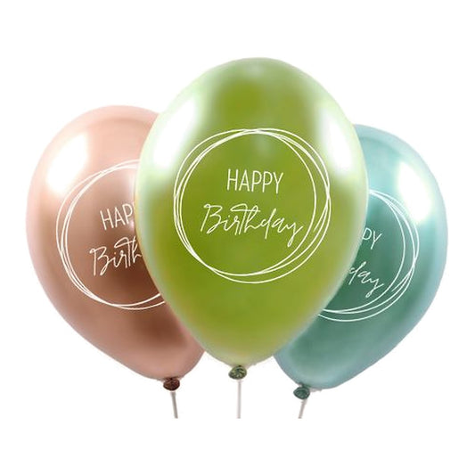 Happy Birthday Ballons Boho nature – Ballons: gemischt - Druck: weiss - 33 cm