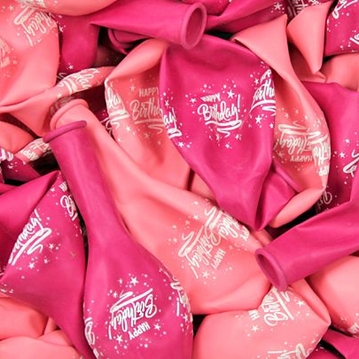 Happy Birthday Ballons pink – Ballons: pink & rosa - Druck: weiss - 33 cm