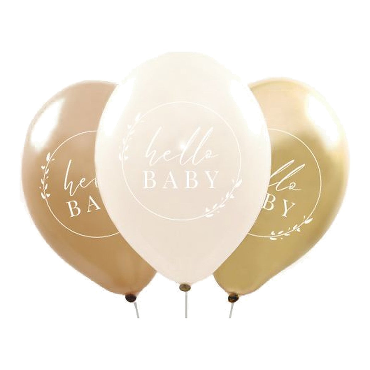 Hello Baby Ballons nature – Ballons: gemischt - Druck: weiss - 33 cm
