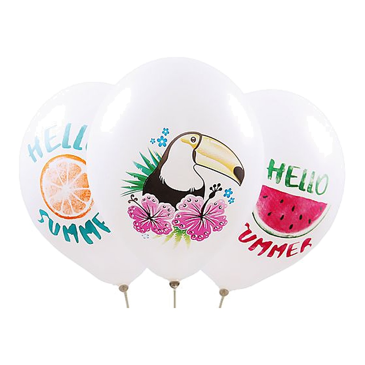 Hello Summer Ballons – Ballons: weiss - Druck: mehrfarbig - 33 cm