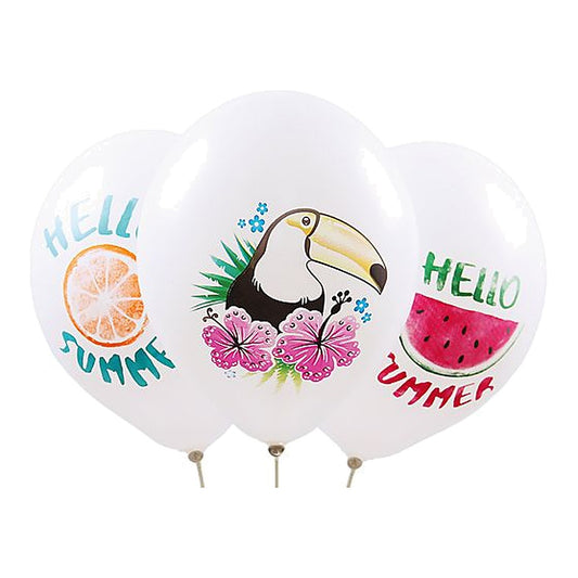 Hello Summer Ballons – Ballons: weiss - Druck: mehrfarbig - 33 cm