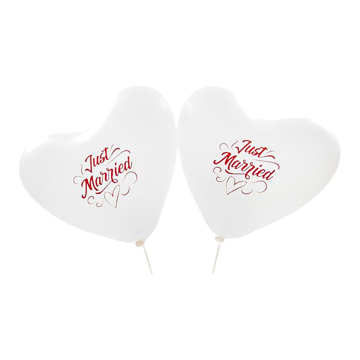 Herzballons Just Married weiss – Ballons: weiss - Druck: rot - 40 cm