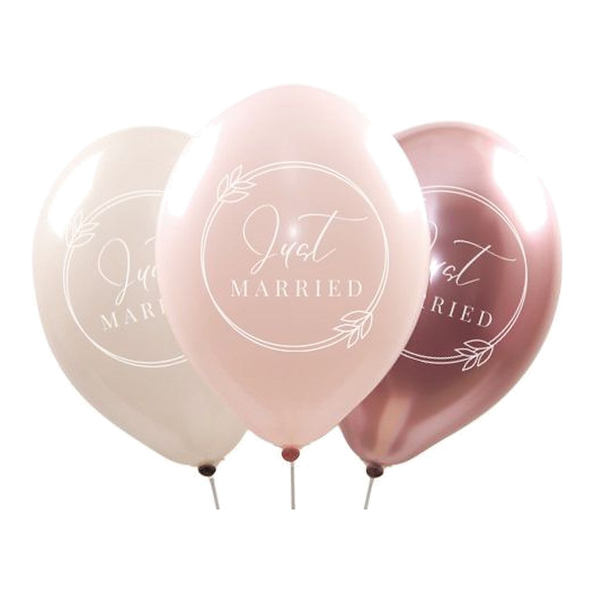 Just Married Ballons Boho rosé – Ballons: gemischt - Druck: weiss - 33 cm