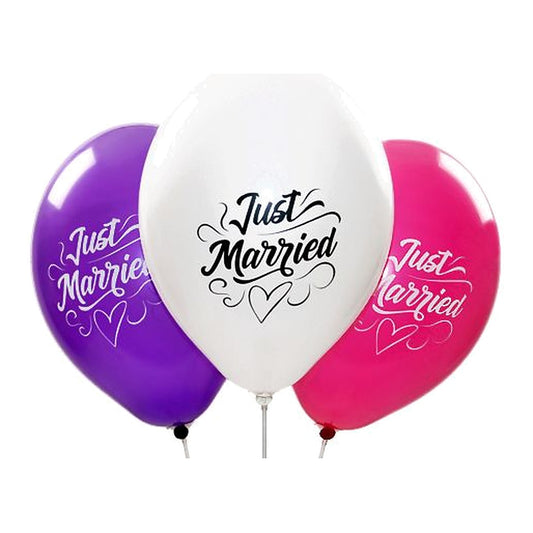 Just Married Ballons hochzeitsfarben – Ballons: hochzeitsfarben - Druck: schwarz & weiss - 33 cm