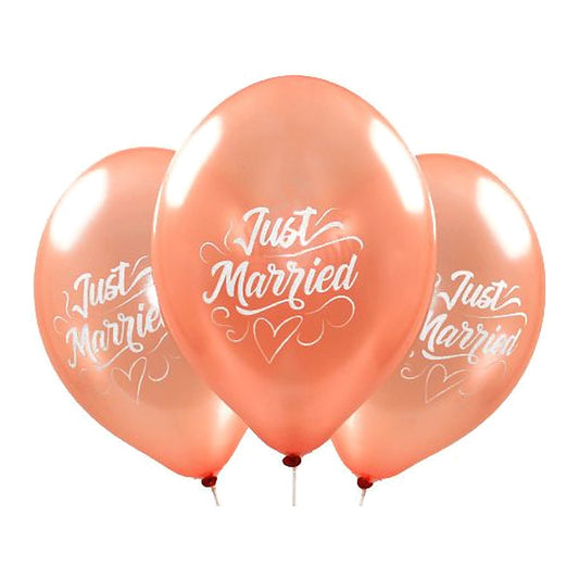 Just Married Ballons rosegold – Ballons: rosegold - Druck: weiss - 33 cm