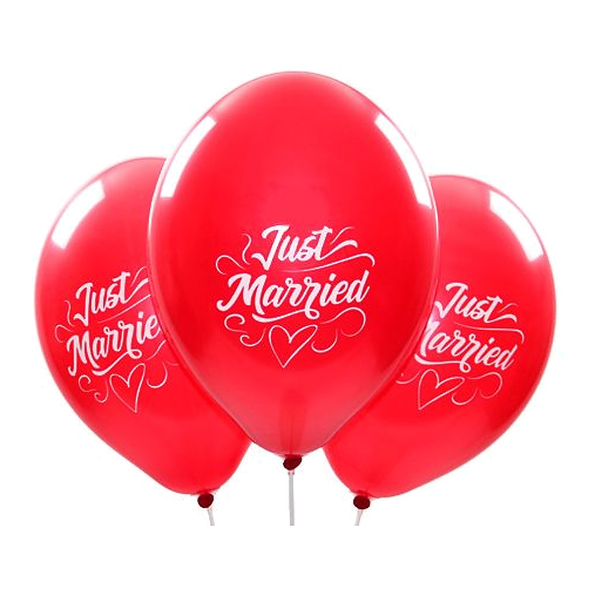 Just Married Ballons rot – Ballons: rot - Druck: weiss - 33 cm