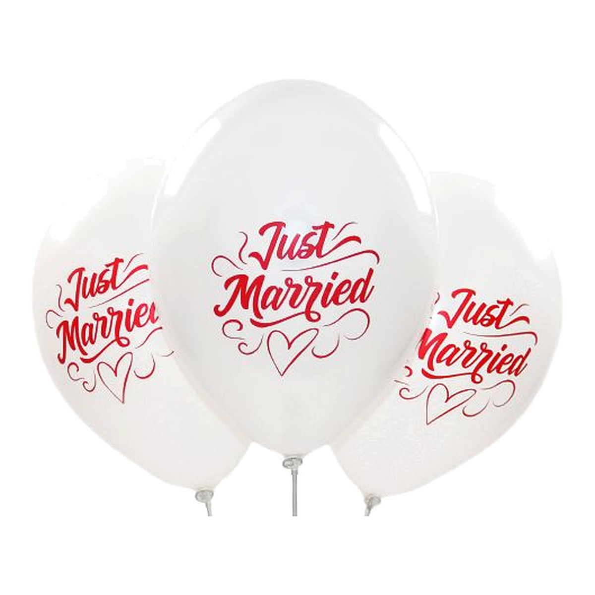 Just Married Ballons weiss – Ballons: weiss - Druck: rot - 33 cm