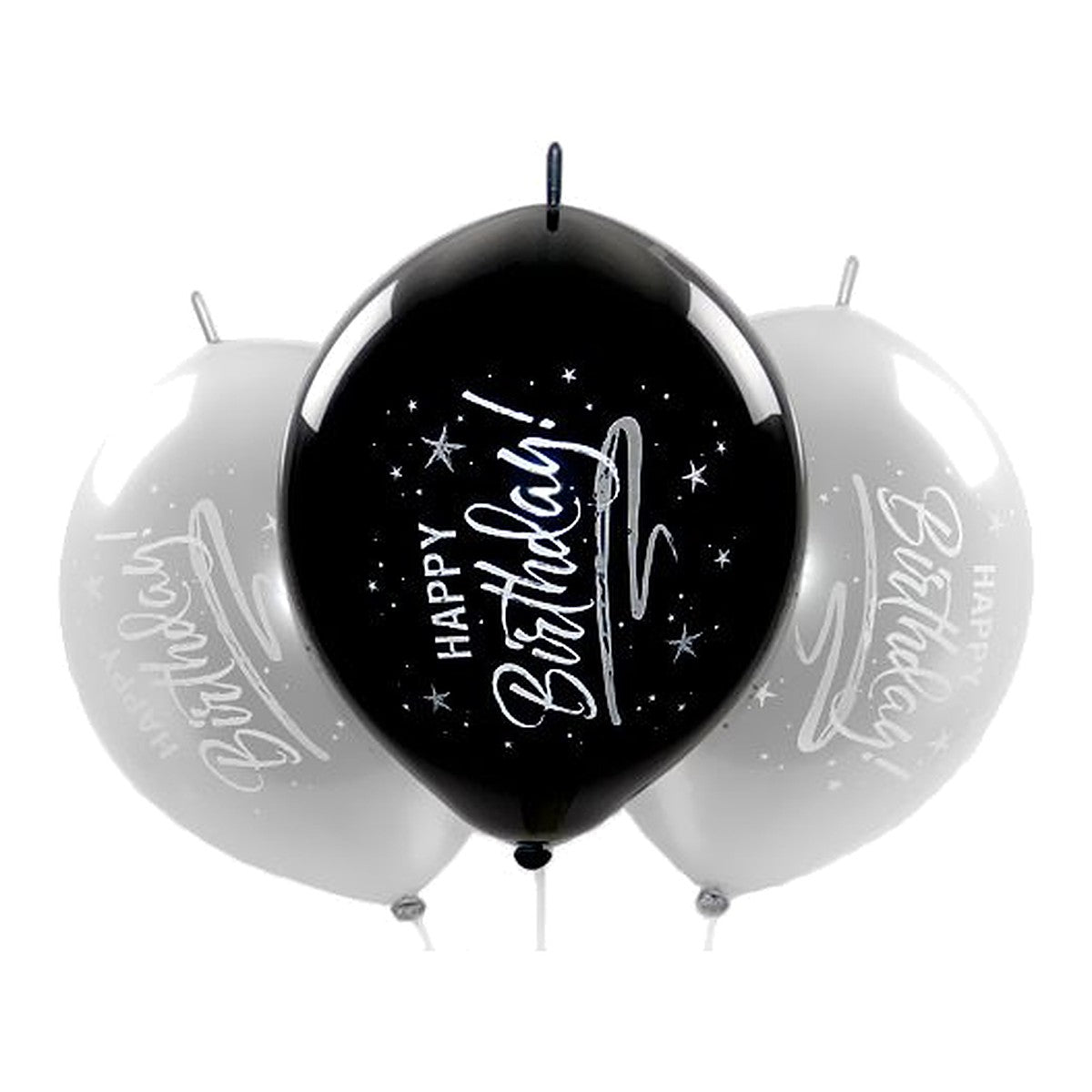 Kettenballons Happy Birthday silber – Link-Ballons - 30 cm