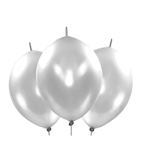 Kettenballons metallic silber – Link-Ballons - 30 cm