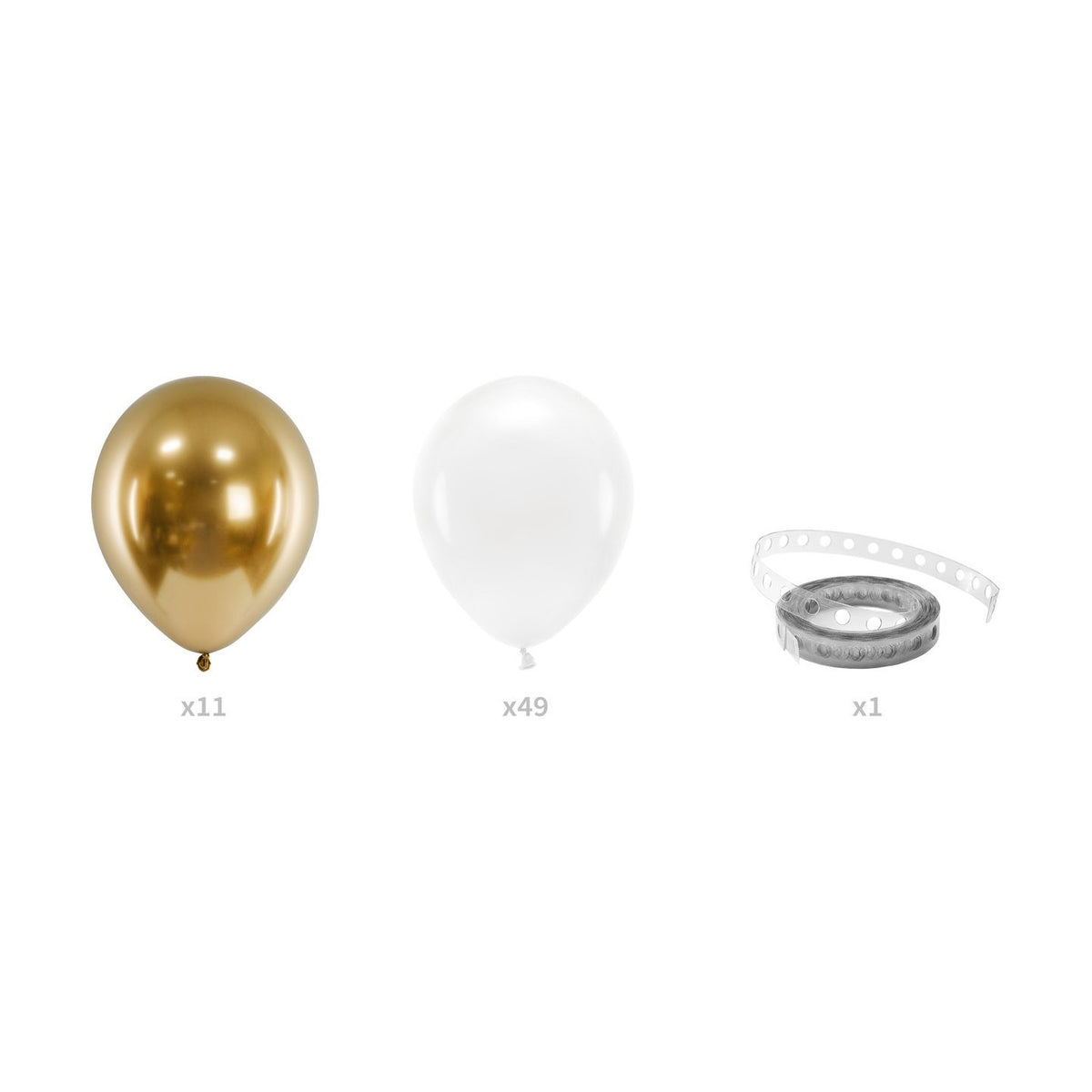 Ballongirlande weiss-gold 200 cm (60 Ballone)