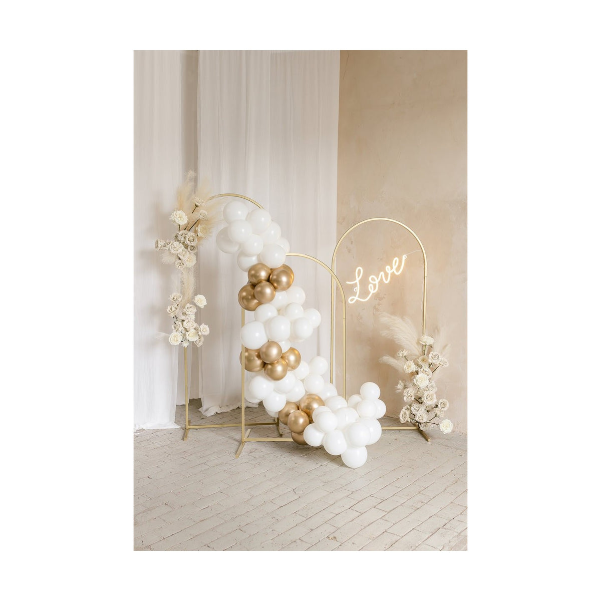 Ballongirlande weiss-gold 200 cm (60 Ballone)
