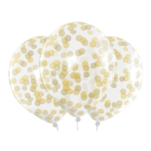 Konfettiballons gold – 4 Stk. - 33 cm