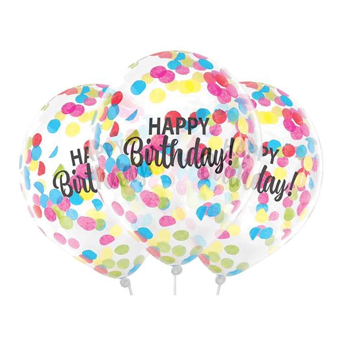Konfettiballons Happy Birthday assortiert – 4 Stk. - 33 cm