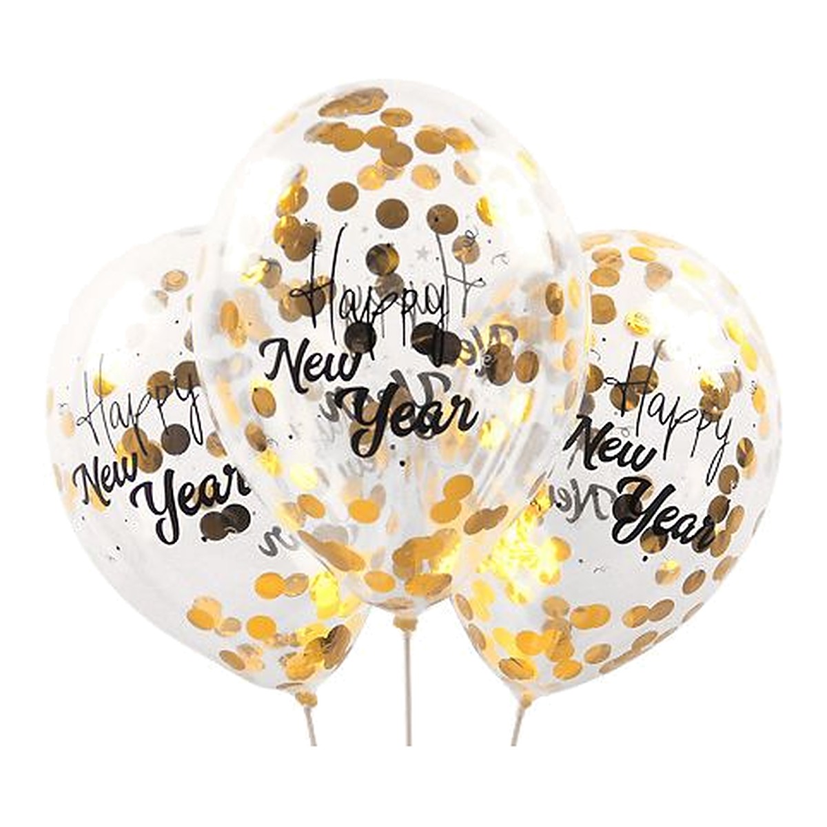 Konfettiballons Happy New Year gold – 5 Stk. - 33 cm