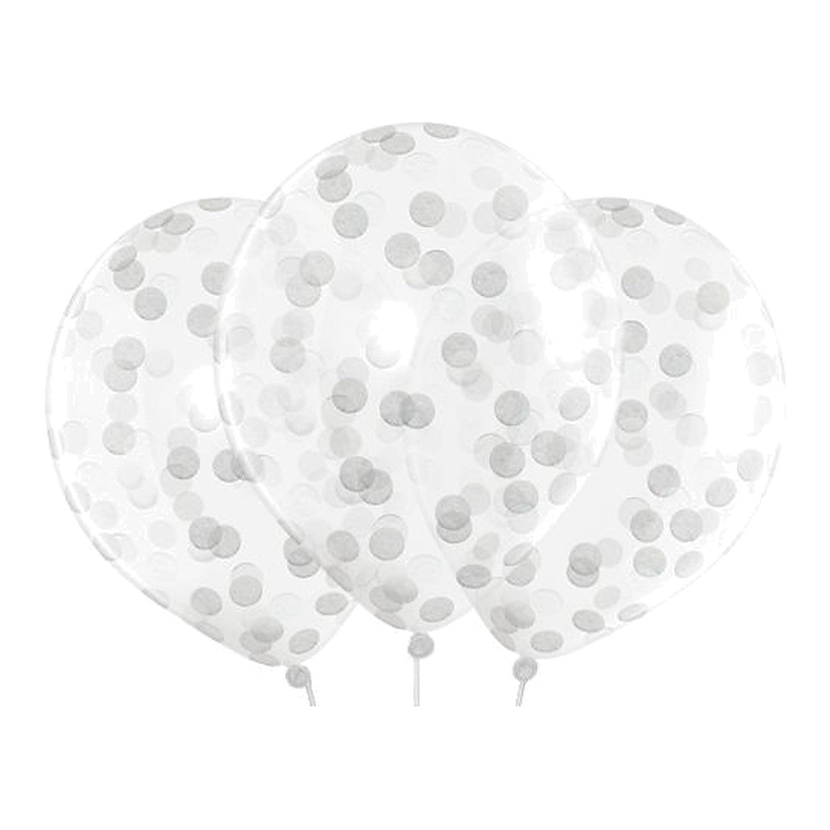 Konfettiballons silber – 4 Stk. - 33 cm