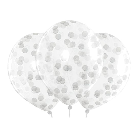 Konfettiballons silber – 4 Stk. - 33 cm