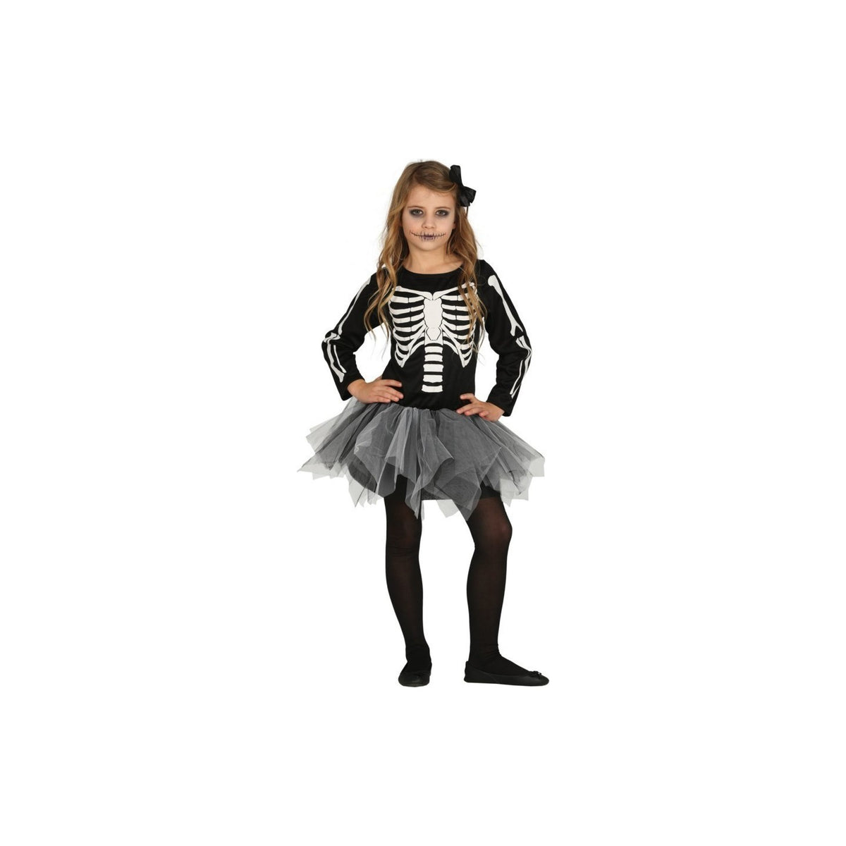 Skelett-Kostüm mit Tutu für Kinder
