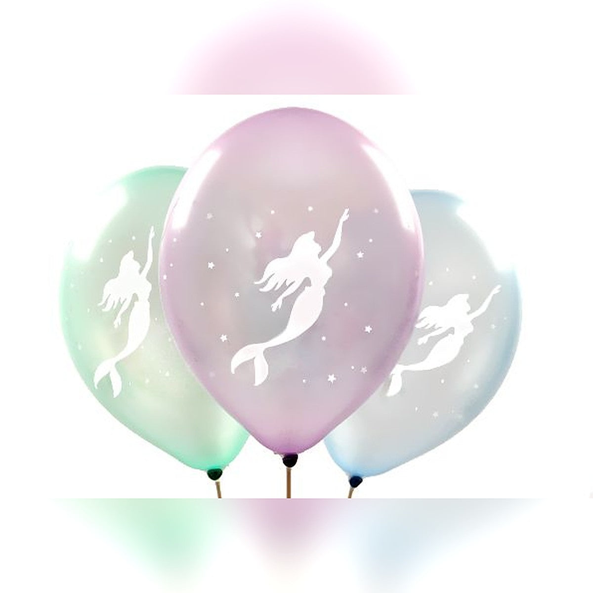 Meerjungfrau Ballons – Ballons: gemischt - Druck: weiss - 33 cm