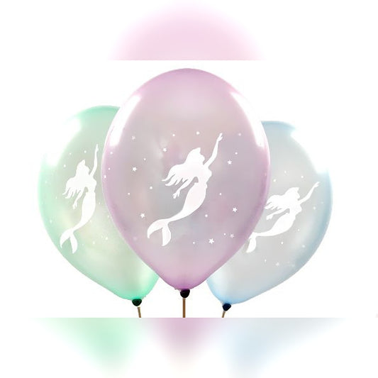 Meerjungfrau Ballons – Ballons: gemischt - Druck: weiss - 33 cm