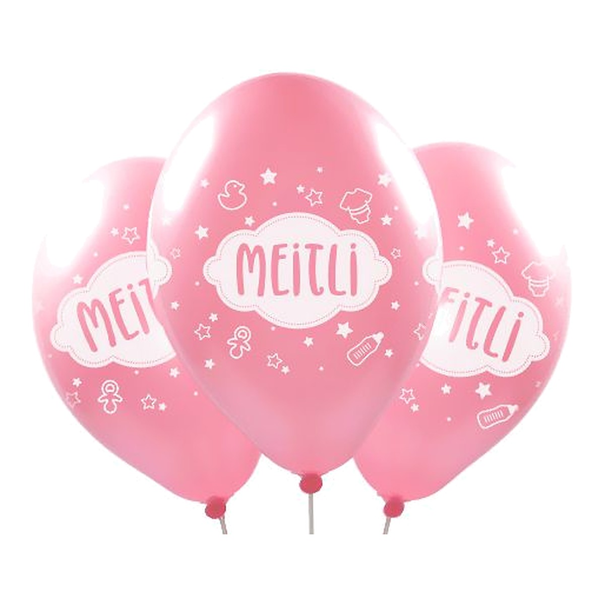 Meitli Ballons – Ballons: rosa - Druck: weiss - 33 cm