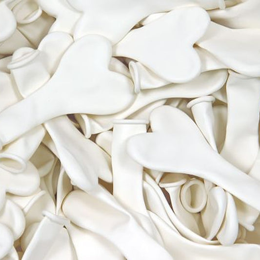 Miniballons Herz weiss – 100 Stk. - Pastell - 15 cm