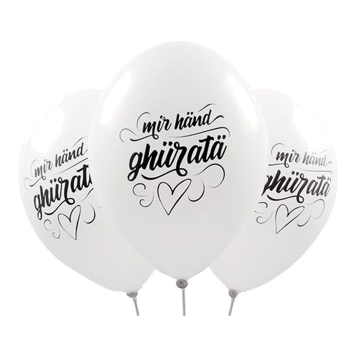 Mir händ ghüratä Ballons elegant – Ballons: weiss - Druck: schwarz - 33 cm