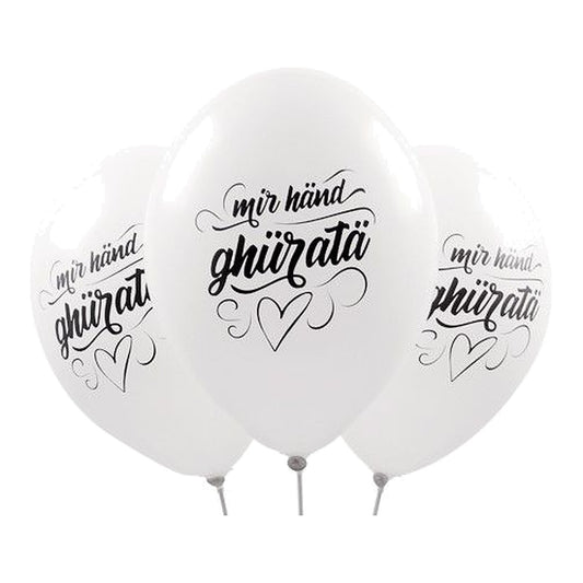 Mir händ ghüratä Ballons elegant – Ballons: weiss - Druck: schwarz - 33 cm