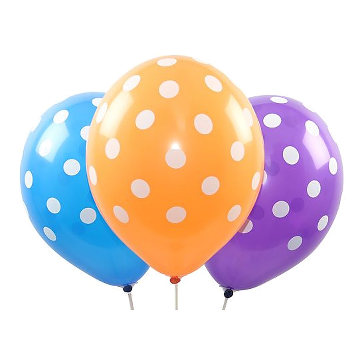 Punkte Ballons assortiert – Ballons: assortiert - Druck: weiss - 33 cm
