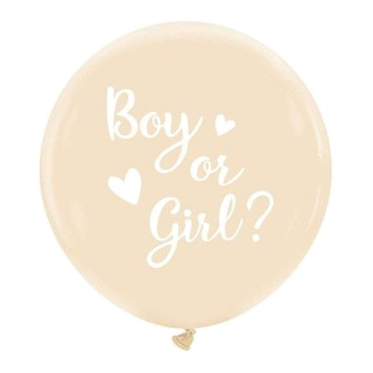 Riesenballon Boy or Girl beige – Ballon: beige - Druck: weiss - 60 cm