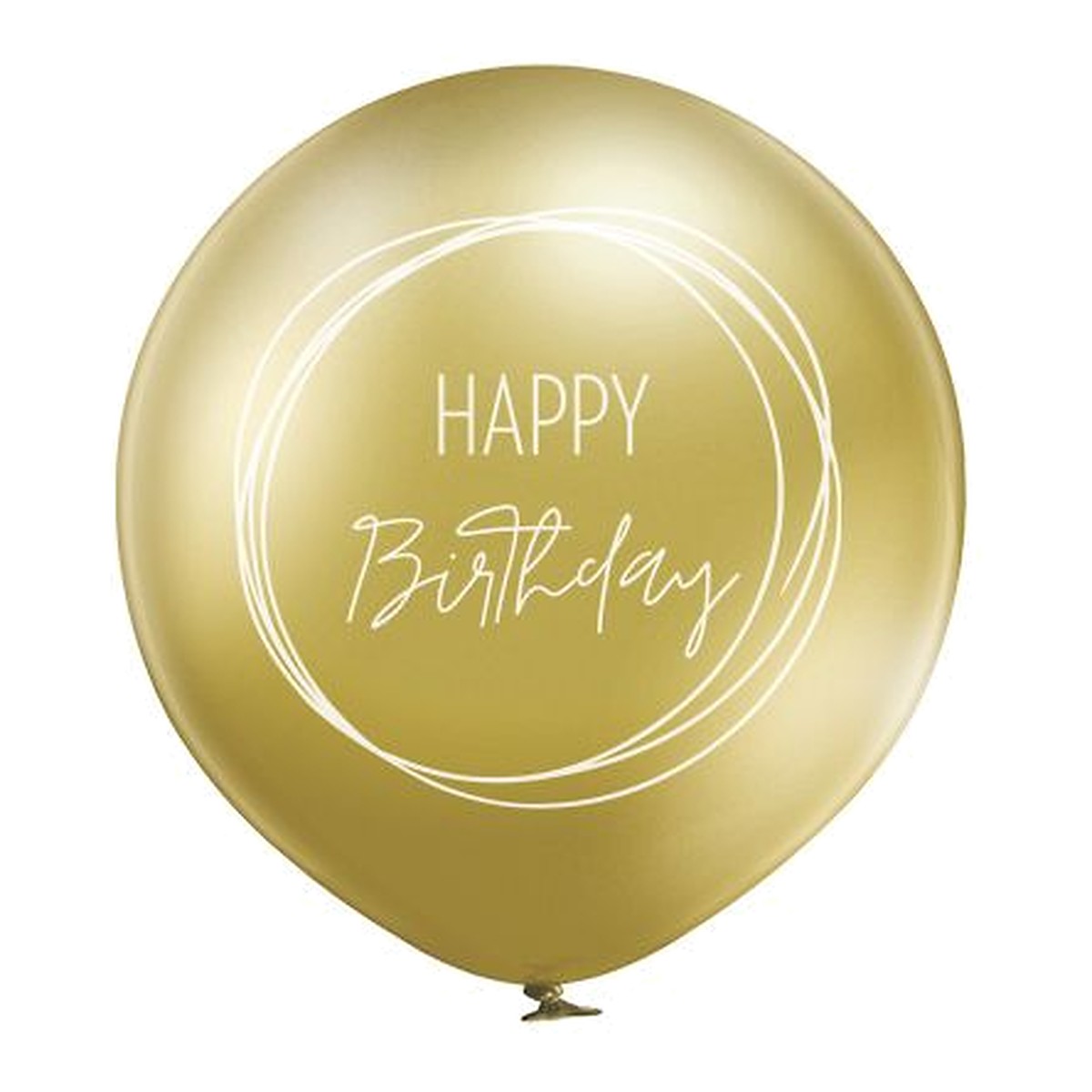 Riesenballon Geburtstag Boho gold chrome – Ballon: gold chrome - Druck: weiss - 60 cm