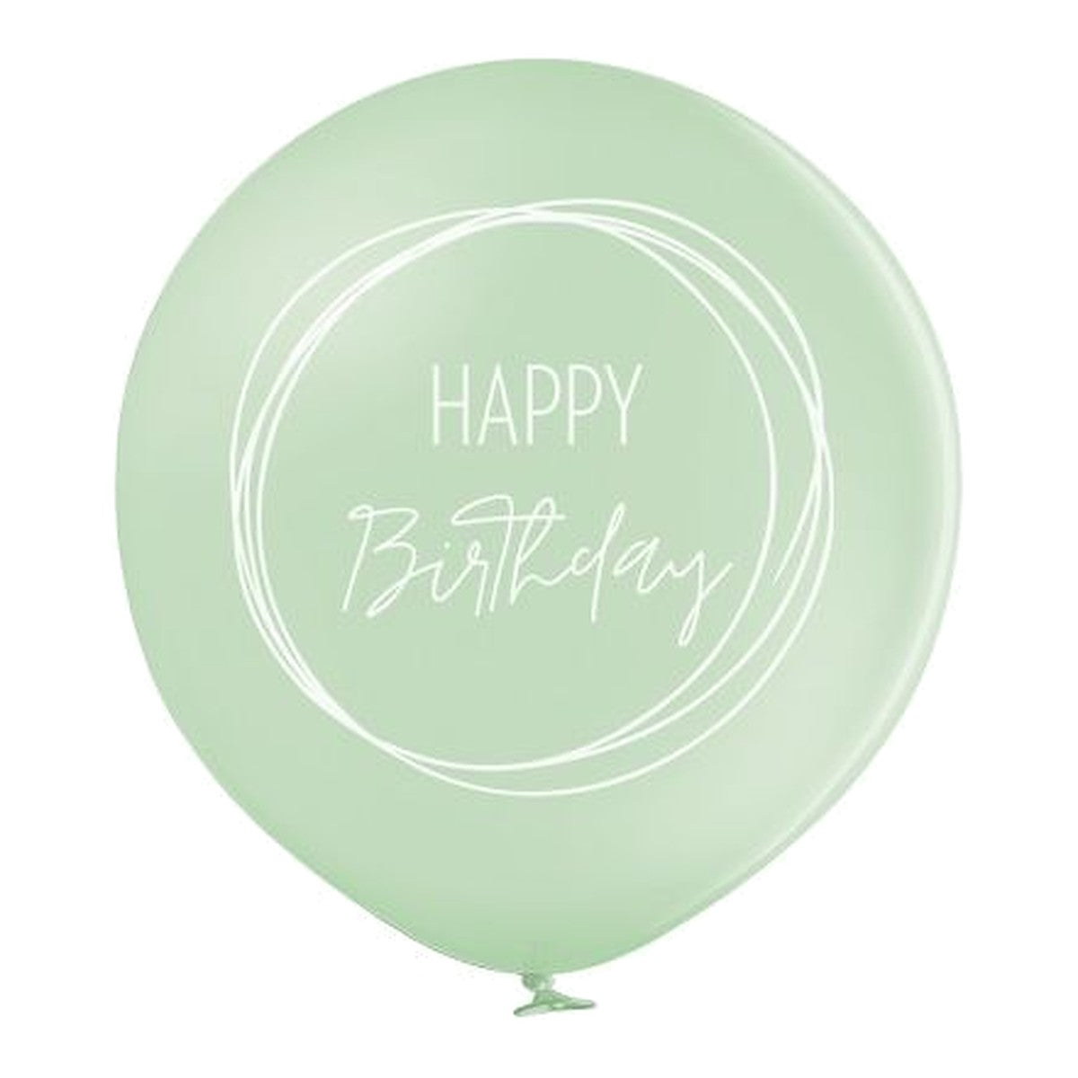 Riesenballon Geburtstag Boho grün soft – Ballon: grün soft - Druck: weiss - 60 cm
